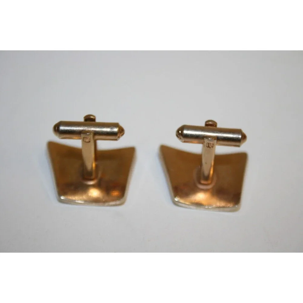 Nice Vintage Mid Century Modern Hickok Golden Brass Men's Dress Cufflinks